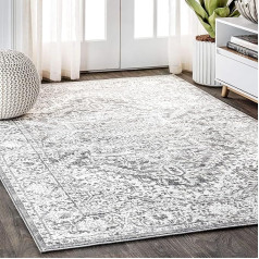 JONATHAN Y MDP100A-8 Moderner persischer Vintage-Medaillon-Teppich für den Innenbereich, Landhausstil, leicht zu reinigen, Schlafzimmer, Küche, Wohnzimmer, 240 cm x 300 cm, Hellgrau