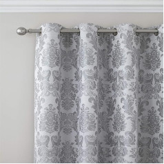 Catherine Lansfield Damast Jacquard Vorhänge mit Ösen, 168 x 228 см, silberfarben