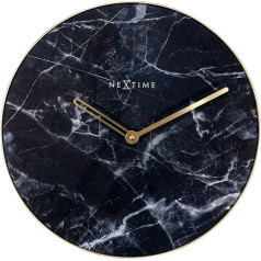 Настенные часы NeXtime Мрамор, стекло, черный, диаметр 40 см