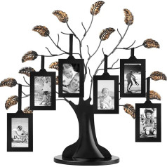 Americanflat Bronze Family Tree Picture Frame - включает 6 подвесных черных рамок для фотографий с рамками для фотографий 2x3 и регулируемыми ленточными кисточка
