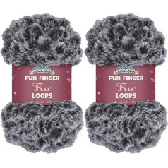 JubileeYarn Fun Fingerfellschlaufen Garn - Polyester Jumbo Gewicht Loop Garn - 200 g/Knäuel - Aschgrau - 2 Knäuel