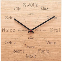 huamet CH51-A-1605 Деревянные настенные часы в форме квадрата с ветвями дуба Уникальный дизайн с деревенским южнотирольским диалектом, бесшумные 