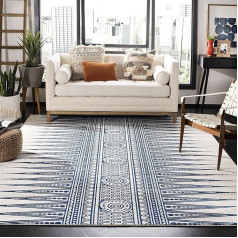 SAFAVIEH Evoke Collection Transitional Rug Living Room Dining Room Bedroom Short Pile Ivory and Blue 3ft x 5ft