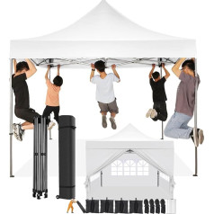 COBIZI Беседка 3 x 3 водонепроницаемая устойчивая с боковой стенкой и мешком для песка, раскладной шатер для вечеринок, солнцезащитная садовая 