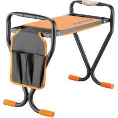 FUXTEC Garden Stool FX-KB1 Folding Kneeler - Up to 100kg - With Tool Bag & Pad - Garden Stool for Gardening & Camping