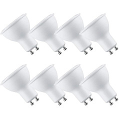 Calugy Pack of 8 LED Spotlights Aluminium Plastic PAR16 7-45 Watt GU10 600 Lumen 860 Daylight Non-Dimmable - LED Halogen Spotlight - LED Reflector Lamp - LED Spot - LED Reflector - Spot - GU10 Light