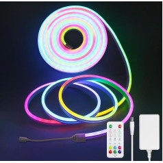 Aclorol Neon LED Strip 10 м RGB Smart IC Outdoor Light Strip IP67 Waterproof Music Sync with Remote Control DIY Design Works with App Control Neon Rope Lights 24 V for Gaming Room, Ceiling, Wall