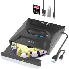 Alxum Внешний CD DVD привод для ноутбука, USB 3.0 Type C CD привод внешний USB с SD/TF Card Reader и USB порты, внешний DVD привод для ноутбука, настольного компьютер