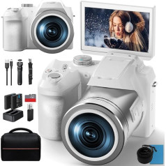 Цифровая камера Monitech 64MP для фото и видео, 4K Vlogging Camera для YouTube с 3-дюймовым откидным экраном, 16X цифровым зумом, WiFi и автофокусом, ремешок для ка
