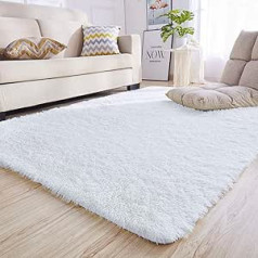 Calore Rugs, Bedroom Fluffy Soft High Pile Rug, Anti-Slip Living Room, Modern Rugs Washable (White, 160 x 200 cm)