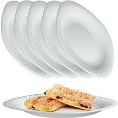 KADAX White Dessert Plates, Dishwasher Safe Plate Set, Reinforced Glass Cake Plates, Modern Breakfast Plates, Dinner Plates for Cakes (White / 6 Pieces)