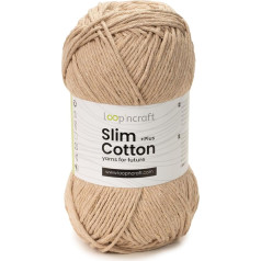 Slim Cotton Plus, бежевый, Loopncraft, 100 г, хлопковая пряжа для амигуруми, переработанная пряжа