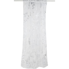 Beufee 2 x Feather Print Sheer Curtains, Window Curtains, White Sheer Curtains, Decorative Tulle Window Voile Panels, Hot Stamping Curtains for Bedroom, Living Room (Silver)