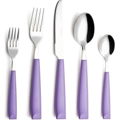 Набор столовых приборов из нержавеющей стали Annova 20 предметов с цветными ручками - 4 вилки, 4 вилки для салата, 4 столовых ножа, 4 столовые ложк