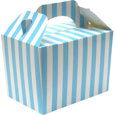 Lotus 40 x Baby Blue Stripe Party Boxes for Kids Food Fun Picnic Birthday Wedding Baby Shower Halloween Trick or Treat