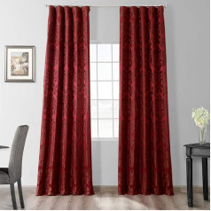 HPD Half Price Drapes Дизайнерские дамасские шторы для гостиной - искусственный шелк 50 x 84 (1 панель), JQCH-201268-84, Astoria Red & Bronze