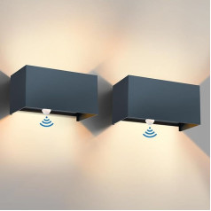 vatato 24 W Outdoor Wall Light with Motion Sensor, IP65, 3000 K Warm White LED Wall Light Outdoor/Indoor Aluminium, Adjustable Light Beam Outdoor Lamp with Motion Sensor for Hallway/Path (Anthracite,