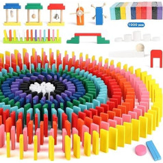 Jacotoys Набор домино 1000 деталей для детей, разноцветные деревянные блоки, объемные игры с плиткой, образовательные наборы для ралли домино с с
