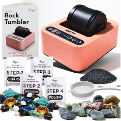 BRYTE Rock Tumbler - Pink | 3 скорости полировки и двойной впрыск, премиальный самоохлаждающийся мотор | Компактный, прочный и простой в использовании |
