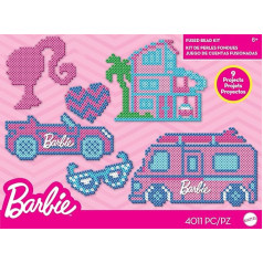 Набор для творчества Perler Mattel Barbie Fused Bead Deluxe, 9 уникальных узоров, разноцветный, 4011 деталей