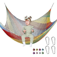 Generisch Climbing Net, Cargo Net Climbing Children - Double Layer Safety Net - Playground Safety Net, Multicoloured Playground Net for Tree House, Obstacle Training, Backyard