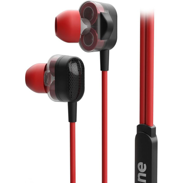 Ozone Gaming Gaming Ozone Dual FX Kopfhörer mit In-Ear-Mikrofon, 3 Arten von Größen, Anti-Kabel, Line-Controller, 3,5-mm-Klinkenstecker, Rot und Schwarz OZDUALFX Peso: 15,8 g