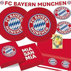 HHO FC Bayern Munich Party Set for 16 Football Fans 63 Pieces Plates Napkins Coasters 2 Tablecloths Party Chain