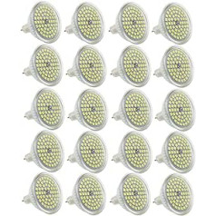 Mengjay GU5.3 LED Cool White MR16 AC/DC 12V 3W Replacement for 25W Halogen Bulbs 6000K 320 Lumen Bulb 120° Beam Angle Spot Not Dimmable Diameter 49 x 50 mm Pack of 20