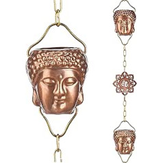 Good Directions Buddha Head Rain Chain 2.5m Length 12 Large Figures 100% Pure Copper 474P-8