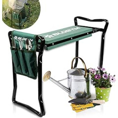 BLOSTM 2 in 1 Garden Kneeler and Seat, Foldable Portable Garden Stool with Handles, Thick Soft Foam Cushion, High Load Capacity (up to 150kg) - with Garden Tools Bag