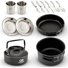 Camping Crockery Set for 2 People Outdoor Survival Cooking Set
