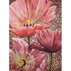 Paint by Numbers Adults, DIY Hand-Painted Oil Painting Kits on Canvas, Gift for Women, Mum, Daughter, Christmas, Birthday, Home Decoration, 40 x 50 cm (Pink Three Flowers)