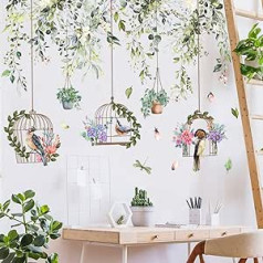 Runtoo Bird Cage Plant Leaves Flower Vine Wall Stickers Living Room Bedroom Nursery Home Decor