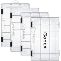 Gonex Köderboxen Angeln, Tackle Boxes 3/4 Stück, Transparente Kunststoff Angelbox mit Verstellbaren Trennwänden für Angelzubehör, Angelkoffer, 18/24 Gitter