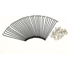Set of 40 spokes and nipples, diameter 3.0 mm, length 185 mm, black bent 90°