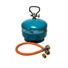 Gasflasche Propan Butan Gas 3 kg + Adapter + Umfüllschlauch Aktionsset leer befüllbar