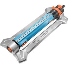 GRÜNTEK Metall Oszillations-Rasensprenger, Beregner mit flexiblem Bewässerungsbereich, Rasen-Sprenger, Sprinkler mit Turbo-Motor, bis 462 m²