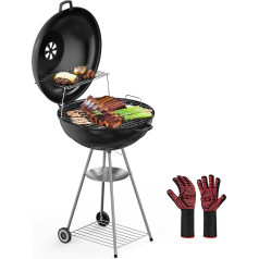 Holzkohlegrill mit Deckel-Holzkohlegrill, 57 cm, Grill für 4-8 Personen, Für Camping & Gartenparty