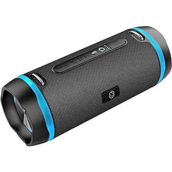 Manta Portable Bluetooth Speaker - Bluetooth 5.0 Speaker Wireless Portable - IPX5 Waterproof - Google Assistant, Siri - Boombox MP3, WMA, WAV/Radio FM USB/AUX-in - Super Bass - SPK240