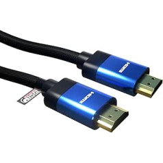 rhinocables 8K HDMI Cable High Speed Premium HDTV Braided Cable 3D, ARC, HDR 8K@60HZ, 4K@120HZ with Ethernet, Smart TV, Fire TV, X Box, Gaming, Video Display (5m, Blue)