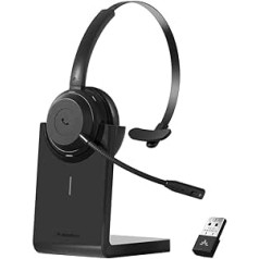 Avantree Alto Solo Bluetooth 5.1 Wireless Headset Headphones with USB Adapter & Noise Cancelling Microphone for Mobile Phone and PC, Mute Switch, Busy Light, Wired Use for PC Laptop