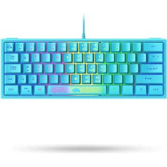 LexonElec K61 60% Blue Mini Gaming Keyboard PC RGB Lighting - UK Layout QWERTY Keyboard - Mechanical Feel Ergonomics - Anti-Ghosting Double Shot Keycaps - for PS4 Laptop Computer