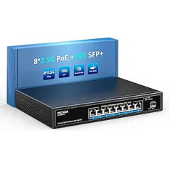 8-Port 2.5G PoE Switch, Unmanaged with 8 x 2.5Gb Base-T PoE+@120W + 10G SFP Uplink, NICGIGA 2.5Gbe IEEE802.3af/at Power Over Ethernet Switch, Supports WiFi6 AP, NAS, 4K PoE Camera NVR