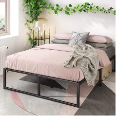 ZINUS Lorelai Metal Platform Bed, 36 см, стальной реечный каркас, место для хранения под кроватью, простая сборка, 140 x 200 см, черный