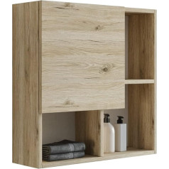 Mama Store , Настенный шкаф из натурального дуба с асимметричной дверцей, дерево, Д.71 x Ш.22 x В71 см