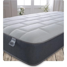 Starlight Beds Матрас SB-1154GREY-90x200 Memory Fibre, Memory Fibre, дышащая ткань Coolotouch, гессин, европейское перо Боннель, белый/серый, 90 см x 200 см Матрас
