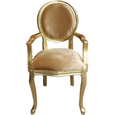 Casa Padrino Роскошный стул-медальон для столовой в стиле барокко с подлокотниками из золотой бархатной ткани/золото