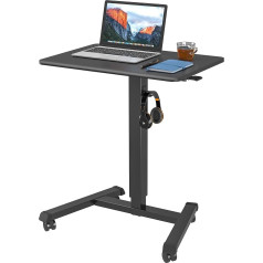 Bontec Стоячий стол, 65 x 45 см, регулируемый по высоте стол/мобильный стоячий стол с 4 колесами, стоячий стол с колесами, надставной стол для гост