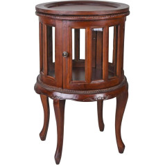 Palazzo Int Palazzo Bar Cabinet Mahogany Round Home Bar Wine Cabinet Display Cabinet Side Table & Tray Brown 48 cm LUP016