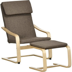 Homcom Кресло с подставкой для ног, кресло с табуретом, кресло для чтения, кресло с подлокотниками, кресло-качели, кресло для отдыха с льняным ч